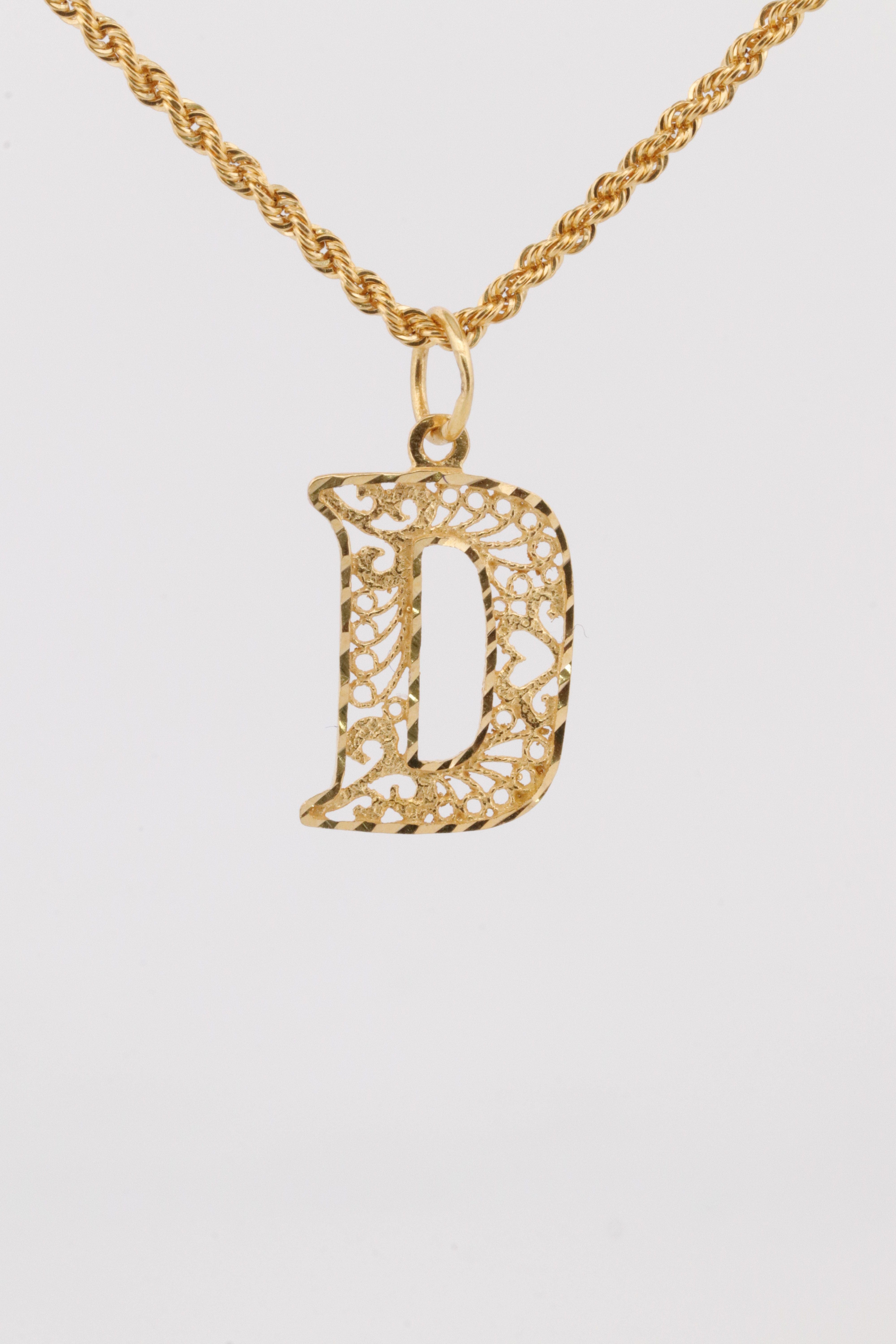 Gold Letter D Pendant Necklace – 1.22g | Bigeasy Jewellers